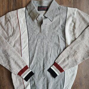 Vintage made in korea polo rugby style sweater shirt gray tan cream red